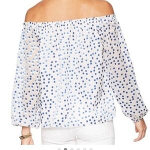 Lilly Pulitzer Blue Polka Dot Off-Shoulder Blouse
